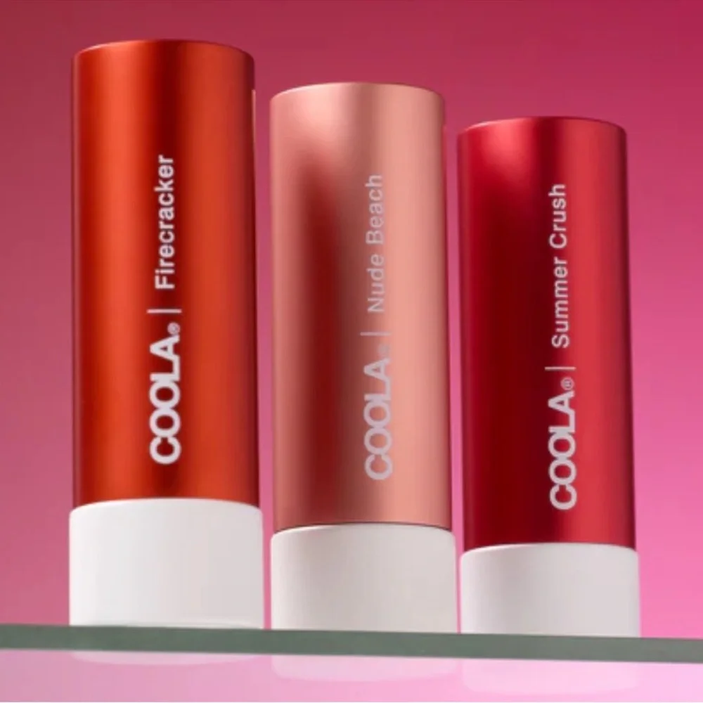 Coola Mineral Lip Trio Liplux Sunscreen 70% Organic Beach to Boardroom Lip Balm